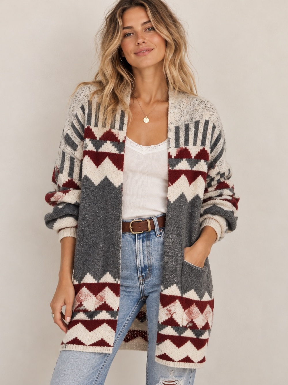 Dreamers by Debut Southwestern Aztec Longline Cardigan